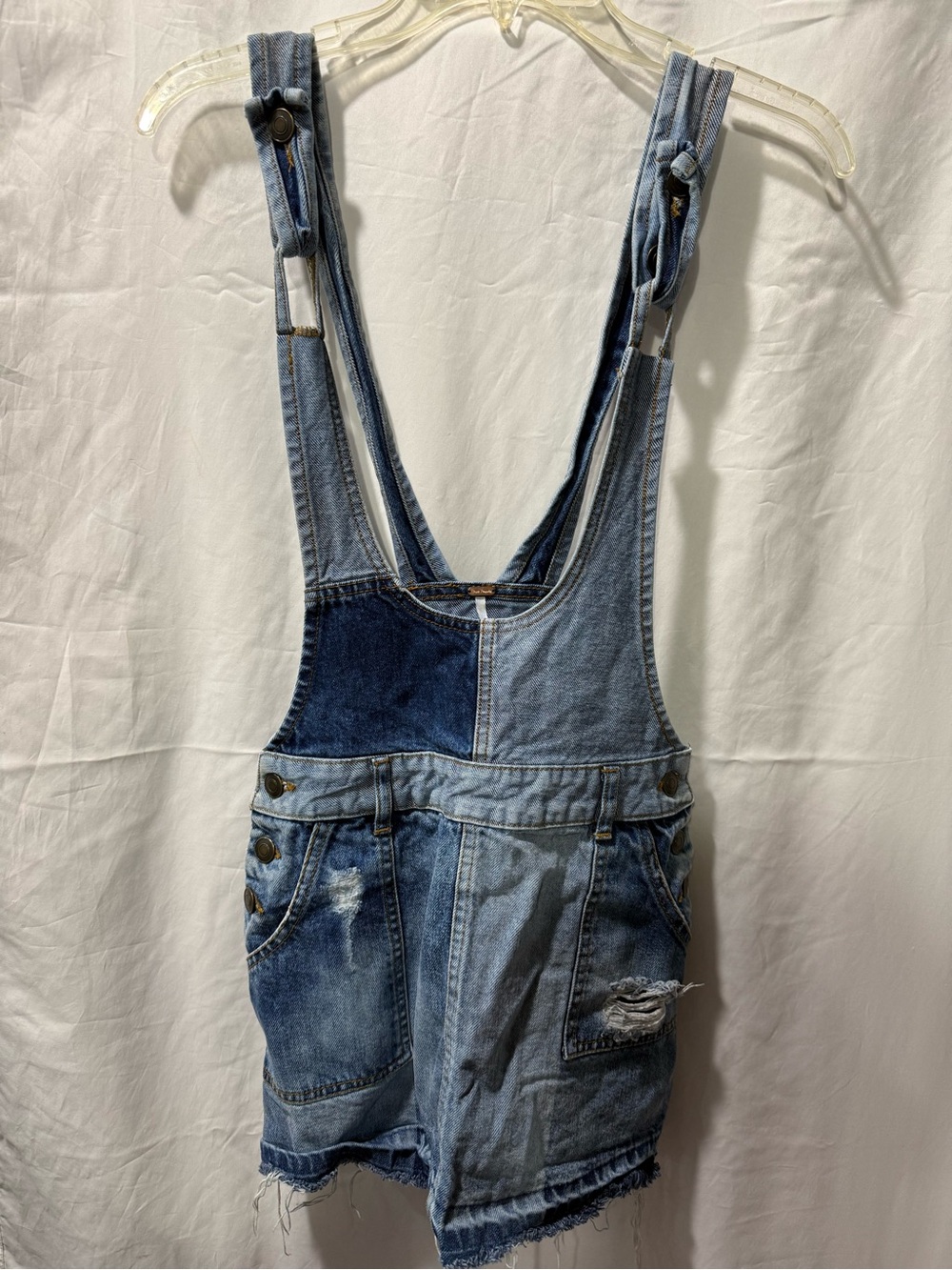 Free People Light Wash Denim Skirt Overalls